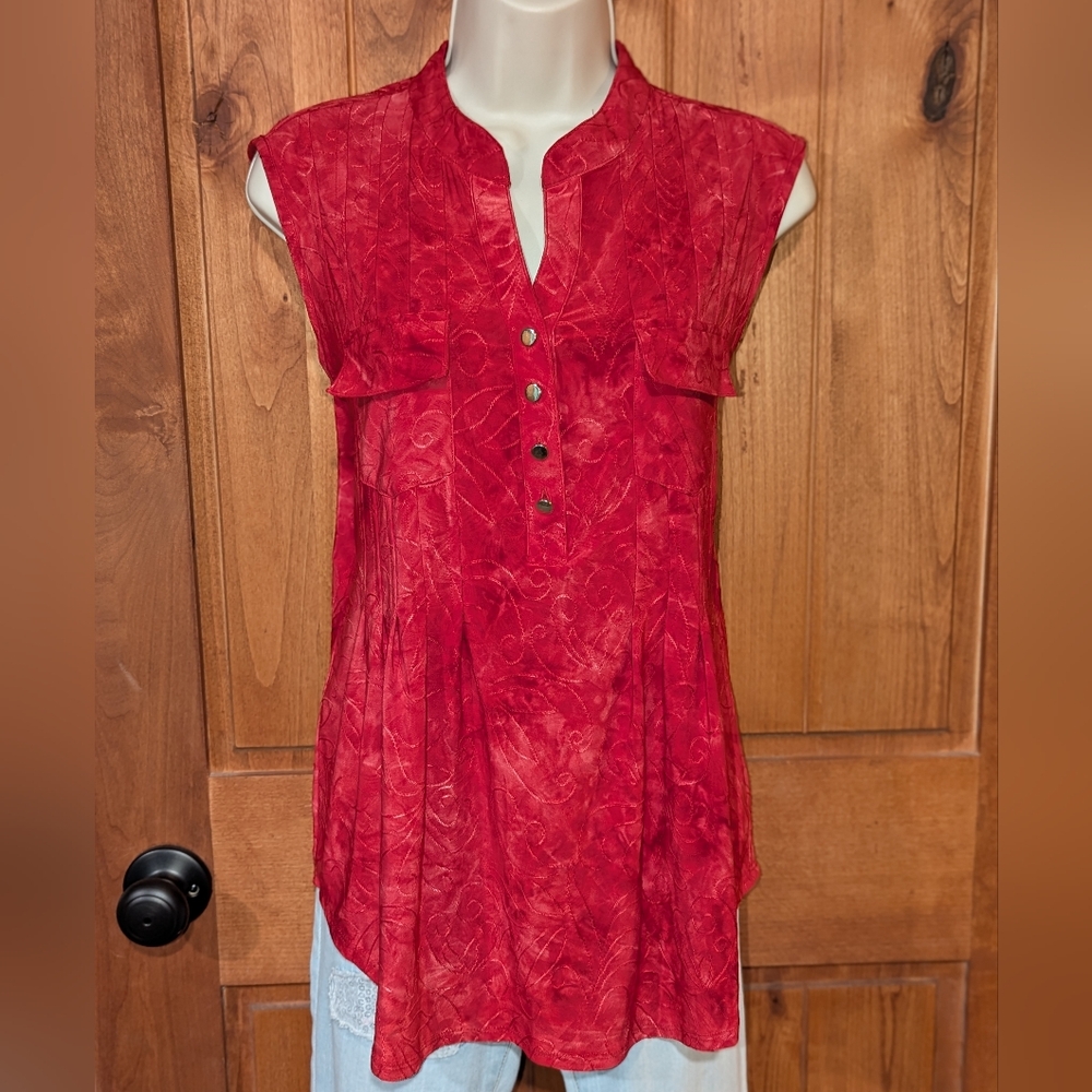 Westport Red Button-Front‎ Blouse